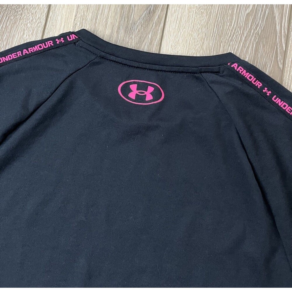 Under Armour Men's UA Tech™ 2.0 Geo Short Sleeve Sz Medium Black/Pink Tech Tee - Picture 6 of 10